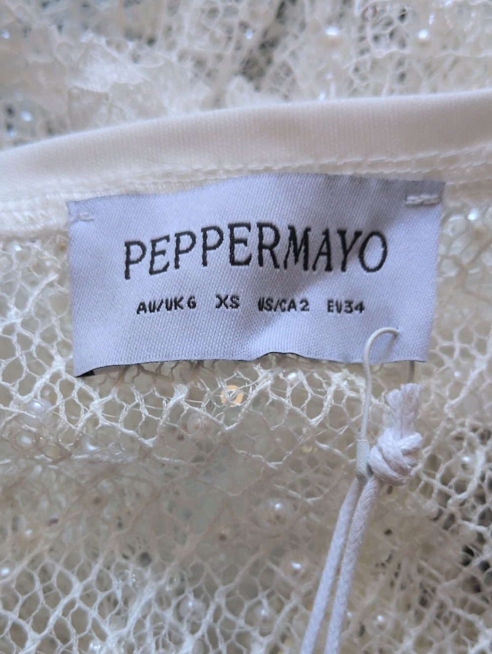 NWT Peppermayo Shelly White Halter Beaded Mesh Crop Top | Xsmall - Picture 6 of 6